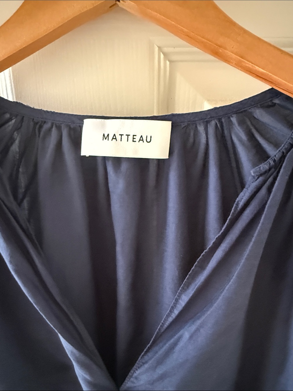 Matteau Voluminous Blouse Cotton Silk Midnight Blue US 2 - Picture 7 of 12